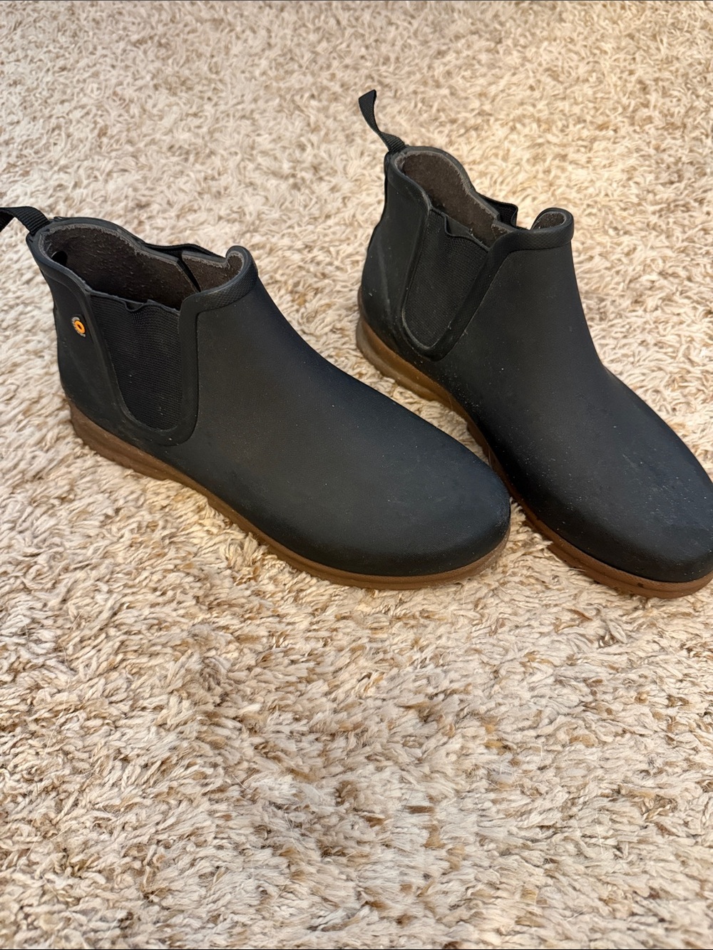 Bogs Sweet Pea Chelsea Boot Black Rubber Waterproof Rain Boot Women's Size‎ 6